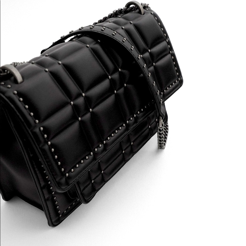Zara faux leather micro stud chain cross bag